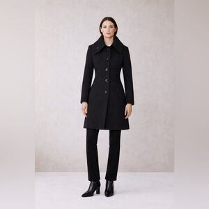SOIA & KYO - Black Wool Coat | 2000s - Sculpted Collar  - Minimalist Chic